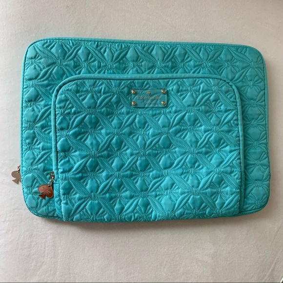 Kate Spade quilted back to school Tiffany blue laptop bag or book holder - Picture 1 of 8